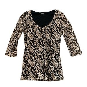 Alloy Apparel Brown Floral Boatneck Top Womens S